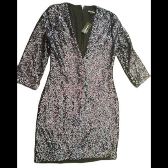 Express Blue Sequin Mini Party Dress SZ 4 NEW! - Picture 3 of 5